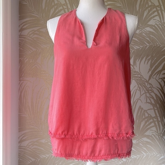 Anthropologie Cloth & Stone Tencel V-Neck Sleeveless Top – Coral Pink – Size S - Picture 3 of 8
